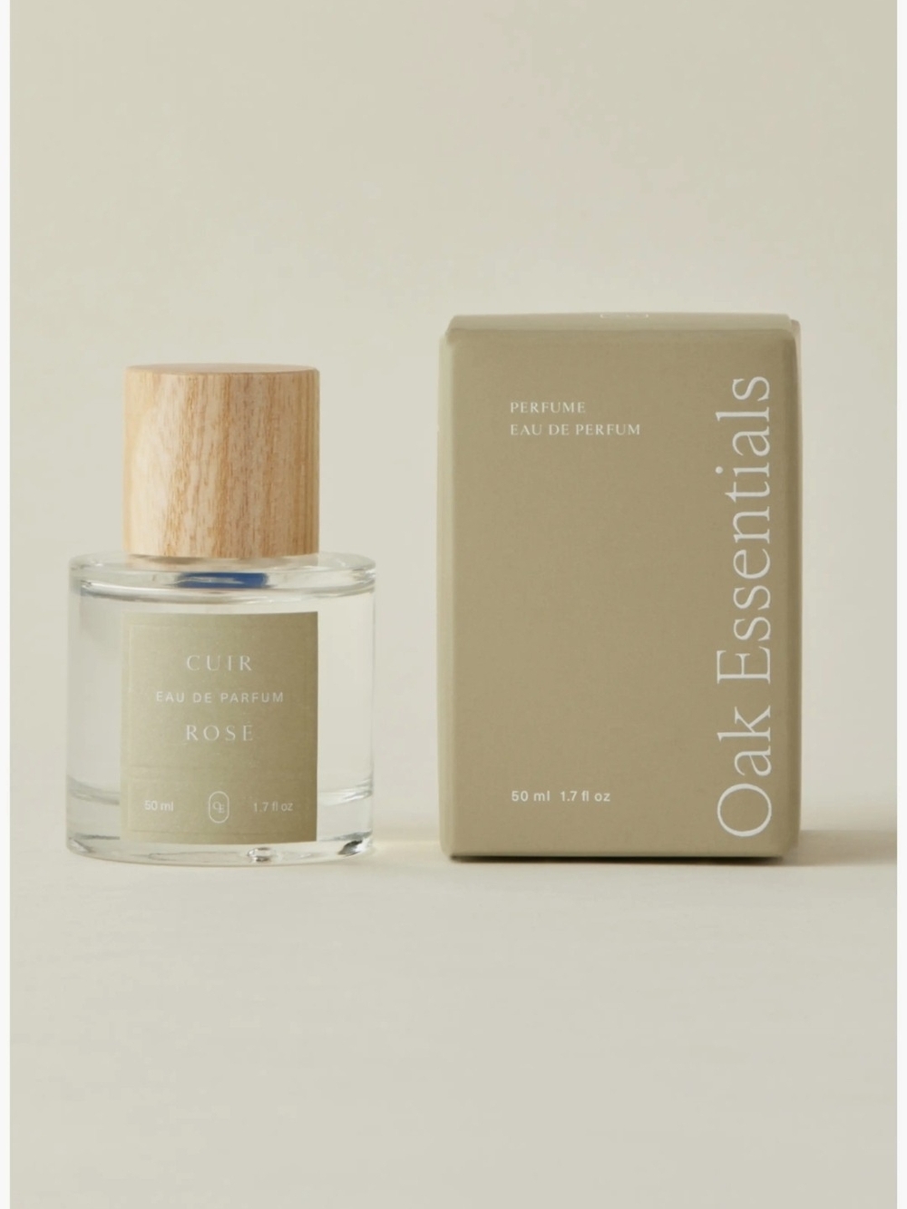 Oak Essentials Women's Cuir Rose Eau de Parfum— Sage Green Bottle with Wood Cap